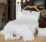 Pisoshare Luxury Champagne Wedding Style Jacquard Stereoscopic Lace Bedspread Bed Skirt Shett