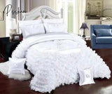 Pisoshare Luxury Champagne Wedding Style Jacquard Stereoscopic Lace Bedspread Bed Skirt Shett