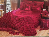 Pisoshare Luxury Champagne Wedding Style Jacquard Stereoscopic Lace Bedspread Bed Skirt Shett