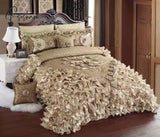Pisoshare Luxury Champagne Wedding Style Jacquard Stereoscopic Lace Bedspread Bed Skirt Shett