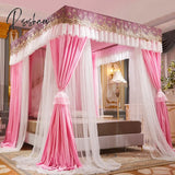 Pisoshare Luxury Double-Deck Romantic White Lace Shading Princess Bed Mantle Style Floor-Standing