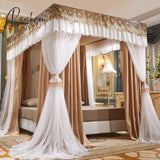 Pisoshare Luxury Double-Deck Romantic White Lace Shading Princess Bed Mantle Style Floor-Standing