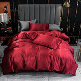 Pisoshare Luxury Duvet Cover King Size Bed Linens Soft Cozy Polyester Satin Smooth Single Double