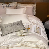 Pisoshare Luxury Embroidery King Size Bedding Set 600Tc Egyptian Cotton Soft Smooth Duvet Cover Bed