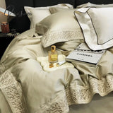 Pisoshare Luxury Embroidery Soft Bedding Set 100S Egyptian Cotton Duvet Cover Bed Sheet Pillowcase