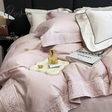 Pisoshare Luxury Embroidery Soft Bedding Set 100S Egyptian Cotton Duvet Cover Bed Sheet Pillowcase