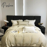 Pisoshare Luxury Embroidery Soft Bedding Set 100S Egyptian Cotton Duvet Cover Bed Sheet Pillowcase