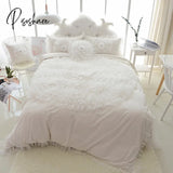 Pisoshare Luxury Princess Bedding Sets Korean Style Blue Lace Flowers Duvet Cover Bed Skirt