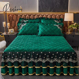 Pisoshare Luxury Super Soft Crystal Velvet Fleece Lace Ruffles Quilted Bed Skirt Mattress Cover