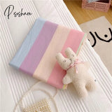 Pisoshare New 100% Cotton Solid Color Bed Linen Kawaii Rainbow Printed Flat Sheet Set Luxury Single