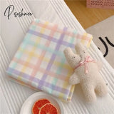 Pisoshare New 100% Cotton Solid Color Bed Linen Kawaii Rainbow Printed Flat Sheet Set Luxury Single