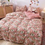 Pisoshare New 3/4Pcs Cute Cartoon Bed Sheet Set Cotton With Pillow Cover Pink Twin Full Queen Size