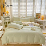 Pisoshare New Bubble Yarn Fabric Ab Double-Sided Bedding Set Soft Double Duvet Cover With Sheets