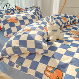 Pisoshare New Cartoon Foral Print Polyester Bedding Set Full Size Soft Thicken Duvet Cover With