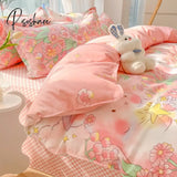 Pisoshare New Cartoon Foral Print Polyester Bedding Set Full Size Soft Thicken Duvet Cover With