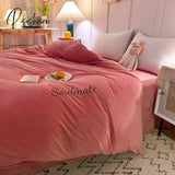 Pisoshare New Crystal Fleece Thicken Single Duvet/Quilt Cover Bedding Set Four Sizes For Winter