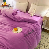 Pisoshare New Crystal Fleece Thicken Single Duvet/Quilt Cover Bedding Set Four Sizes For Winter