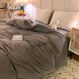 Pisoshare New Crystal Fleece Thicken Single Duvet/Quilt Cover Bedding Set Four Sizes For Winter