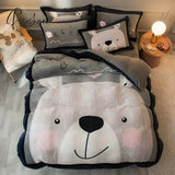 Pisoshare New Cute Bear Milk Velvet Bedding Set Kawaii Winter Thickened Duvet Quilt Cover For Kids