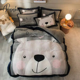 Pisoshare New Cute Bear Milk Velvet Bedding Set Kawaii Winter Thickened Duvet Quilt Cover For Kids