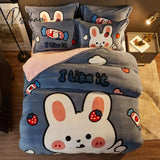 Pisoshare New Cute Bear Milk Velvet Bedding Set Kawaii Winter Thickened Duvet Quilt Cover For Kids