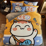 Pisoshare New Cute Bear Milk Velvet Bedding Set Kawaii Winter Thickened Duvet Quilt Cover For Kids