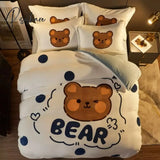 Pisoshare New Cute Bear Milk Velvet Bedding Set Kawaii Winter Thickened Duvet Quilt Cover For Kids