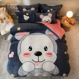 Pisoshare New Cute Bear Milk Velvet Bedding Set Kawaii Winter Thickened Duvet Quilt Cover For Kids