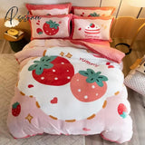 Pisoshare New Cute Bear Milk Velvet Bedding Set Kawaii Winter Thickened Duvet Quilt Cover For Kids