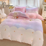 Pisoshare New Cute Bear Milk Velvet Bedding Set Kawaii Winter Thickened Duvet Quilt Cover For Kids