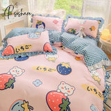 Pisoshare New Cute Princess Style Bedding Set For Girls Twin Full Queen King Size Polyester Bed