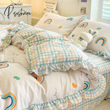Pisoshare New Cute Princess Style Bedding Set For Girls Twin Full Queen King Size Polyester Bed