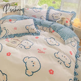 Pisoshare New Cute Princess Style Bedding Set For Girls Twin Full Queen King Size Polyester Bed