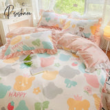 Pisoshare New Cute Princess Style Bedding Set For Girls Twin Full Queen King Size Polyester Bed