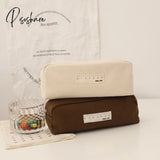 Pisoshare New Pencil Case Black Beige Canvas Cosmetic Storage Bag Zipper Wallets Kawaii School Pen