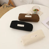 Pisoshare New Pencil Case Black Beige Canvas Cosmetic Storage Bag Zipper Wallets Kawaii School Pen