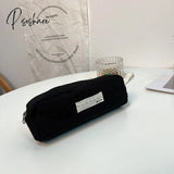 Pisoshare New Pencil Case Black Beige Canvas Cosmetic Storage Bag Zipper Wallets Kawaii School Pen