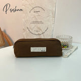 Pisoshare New Pencil Case Black Beige Canvas Cosmetic Storage Bag Zipper Wallets Kawaii School Pen