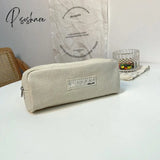 Pisoshare New Pencil Case Black Beige Canvas Cosmetic Storage Bag Zipper Wallets Kawaii School Pen