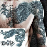 Pisoshare New Waterproof Tattoo Sticker Male Half Shoulder Dragon Totem Breastplate Flame Flower