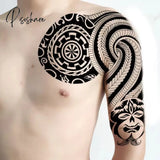 Pisoshare New Waterproof Tattoo Sticker Male Half Shoulder Dragon Totem Breastplate Flame Flower