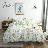 Pisoshare Nordic Bedding Set With Floral Duvet Cover Pillowcase Grid Bed Linen Us Au Eu Size Queen