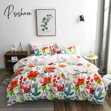 Pisoshare Nordic Bedding Set With Floral Duvet Cover Pillowcase Grid Bed Linen Us Au Eu Size Queen