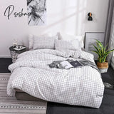 Pisoshare Nordic Bedding Set With Floral Duvet Cover Pillowcase Grid Bed Linen Us Au Eu Size Queen