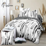 Pisoshare Nordic Bedding Set With Floral Duvet Cover Pillowcase Grid Bed Linen Us Au Eu Size Queen