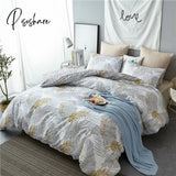 Pisoshare Nordic Bedding Set With Floral Duvet Cover Pillowcase Grid Bed Linen Us Au Eu Size Queen