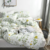 Pisoshare Nordic Bedding Set With Floral Duvet Cover Pillowcase Grid Bed Linen Us Au Eu Size Queen
