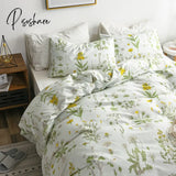 Pisoshare Nordic Bedding Set With Floral Duvet Cover Pillowcase Grid Bed Linen Us Au Eu Size Queen