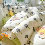 Pisoshare Nordic Butterfly Bedding Set Girls Boys Kids Single Double Size Flat Sheet Flower Duvet