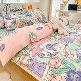 Pisoshare Nordic Butterfly Bedding Set Girls Boys Kids Single Double Size Flat Sheet Flower Duvet